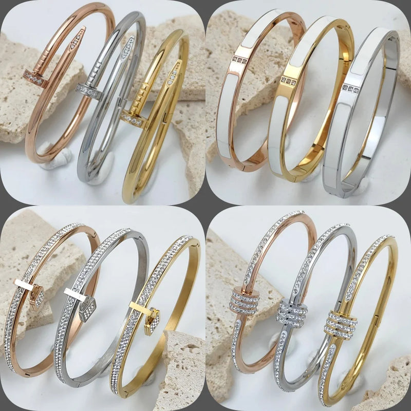 Pulseira De Aço Inoxidável Banhada A Ouro